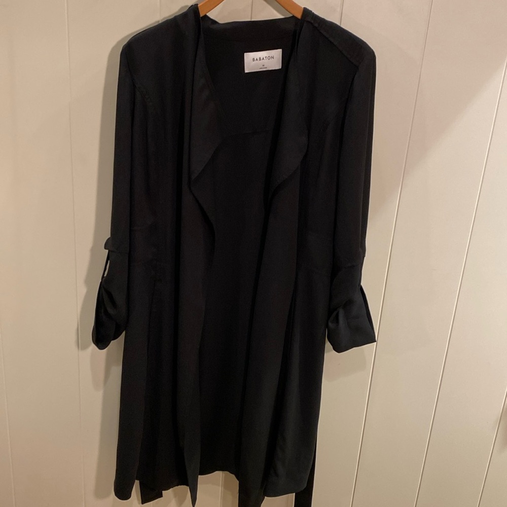 Babaton, long line black jacket